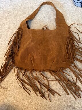 Fringe Suede Shoulder Bag in Brown never used